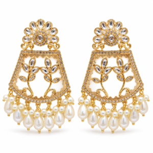 gold kundan floral statement earrings