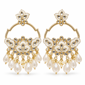 ornate white enamel crystal drop earrings